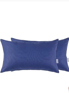 Outdoor LUMBAR Throw Pillow Covers Waterproof Rectangular 12x20” (2-Pack) BLUE